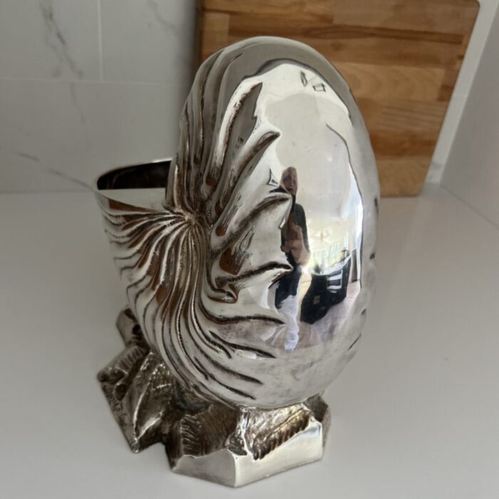 silver plated nautilus shell wine cooler 6339