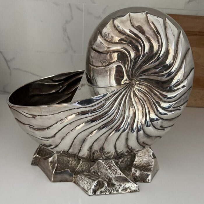 silver plated nautilus shell wine cooler 9684