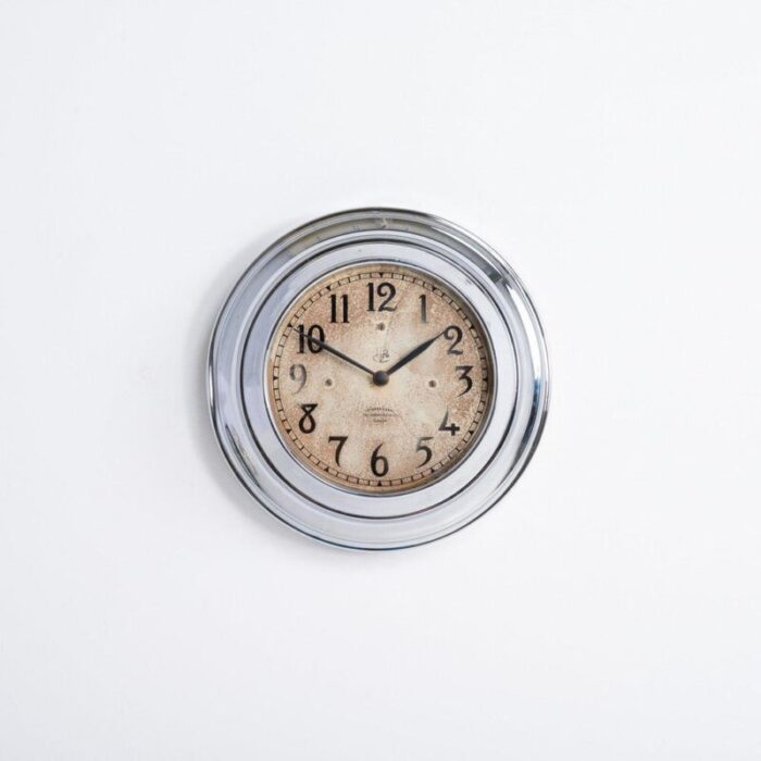 small chrome wall clock by international time recording co ltd 3