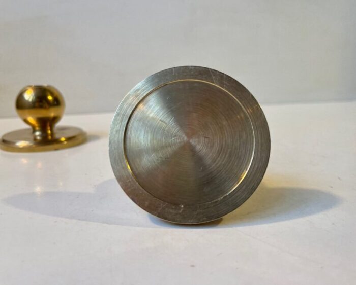 small mid century spherical candlesticks in bronze 1950s set of 2 6