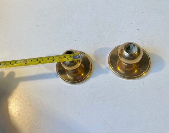 small mid century spherical candlesticks in bronze 1950s set of 2 7