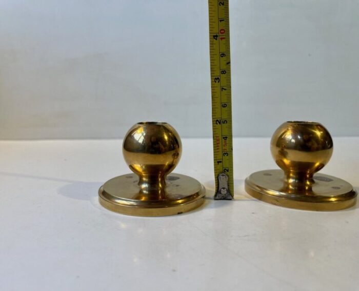 small mid century spherical candlesticks in bronze 1950s set of 2 8