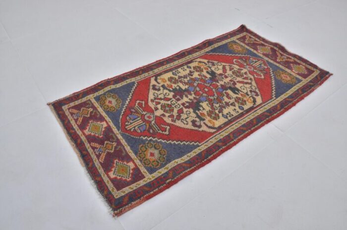 small vintage wool rug 1960s 7817