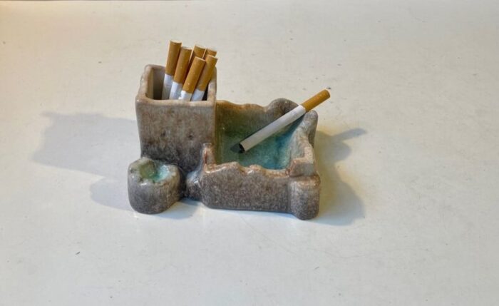 smokers station lagoon in glazed ceramic from michael andersen son 1950s 2