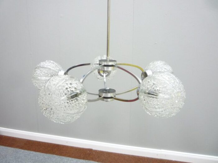 space age germanchrome and glass chandelier by richard essig 1960s 0548