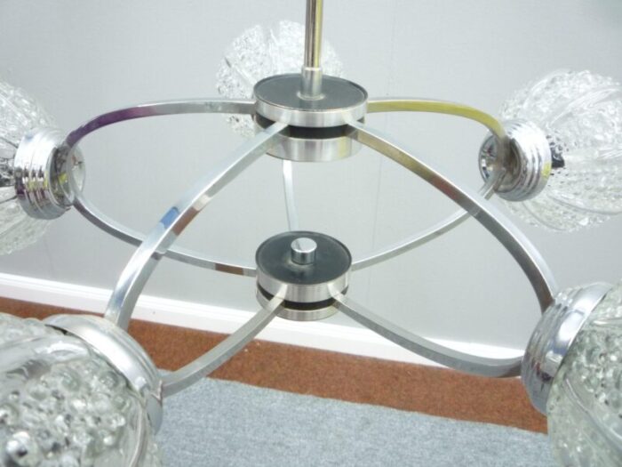 space age germanchrome and glass chandelier by richard essig 1960s 1105