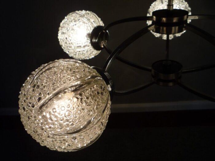 space age germanchrome and glass chandelier by richard essig 1960s 3597