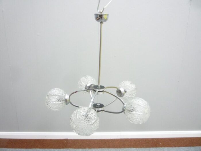 space age germanchrome and glass chandelier by richard essig 1960s 7632