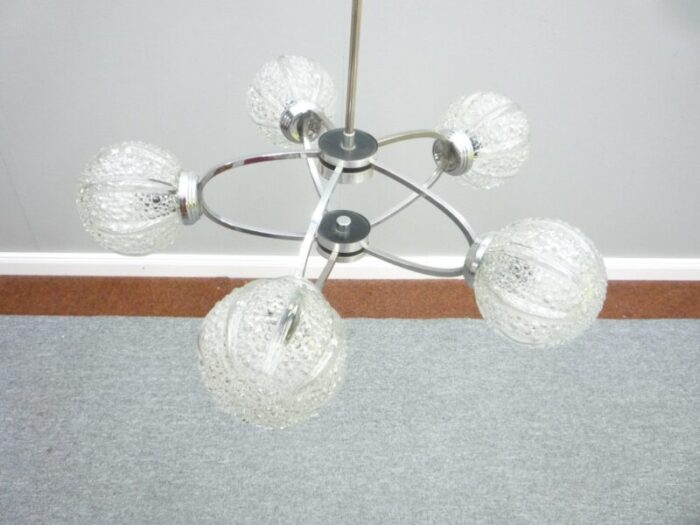 space age germanchrome and glass chandelier by richard essig 1960s 9431