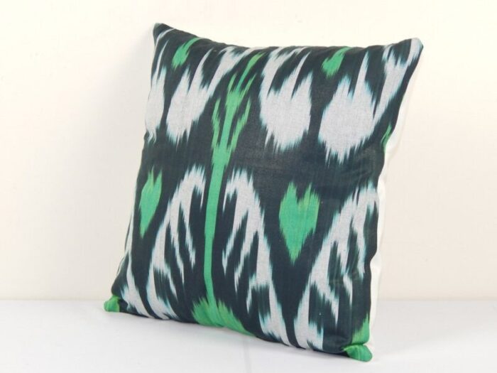 square handmade decorative uzbekistan ikat cushion cover 3