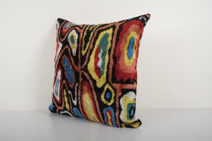 square ikat cushion cover in velvet 2