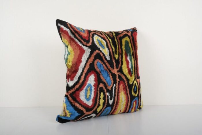 square ikat cushion cover in velvet 3