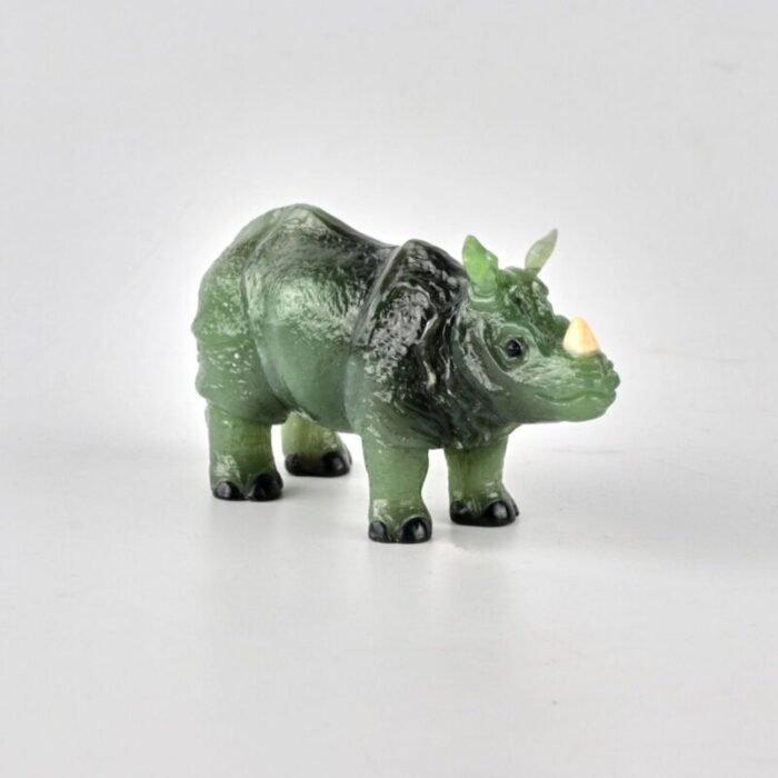 stone cutting miniature jade rhino in the style of faberge products 2000s 1