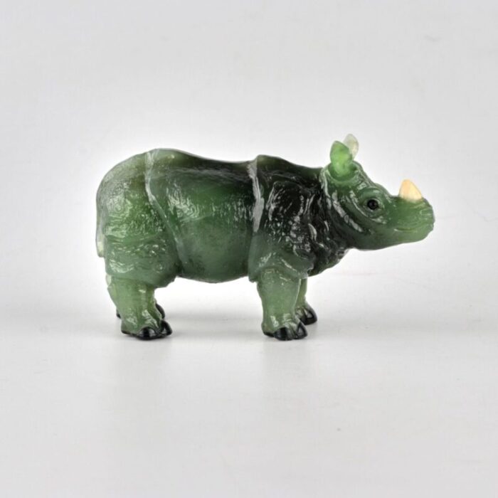 stone cutting miniature jade rhino in the style of faberge products 2000s 2