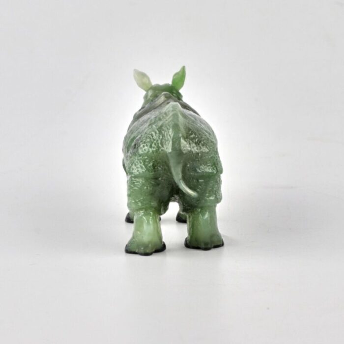 stone cutting miniature jade rhino in the style of faberge products 2000s 3