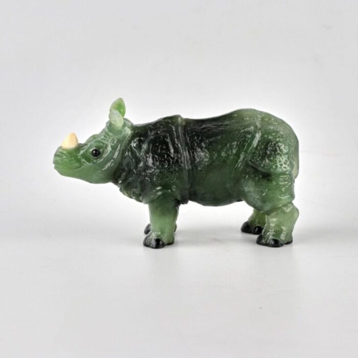 stone cutting miniature jade rhino in the style of faberge products 2000s 4