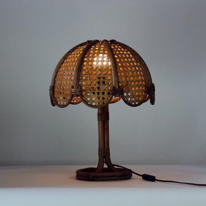 table lamp in bamboo and cane czech republic 1990s 1076