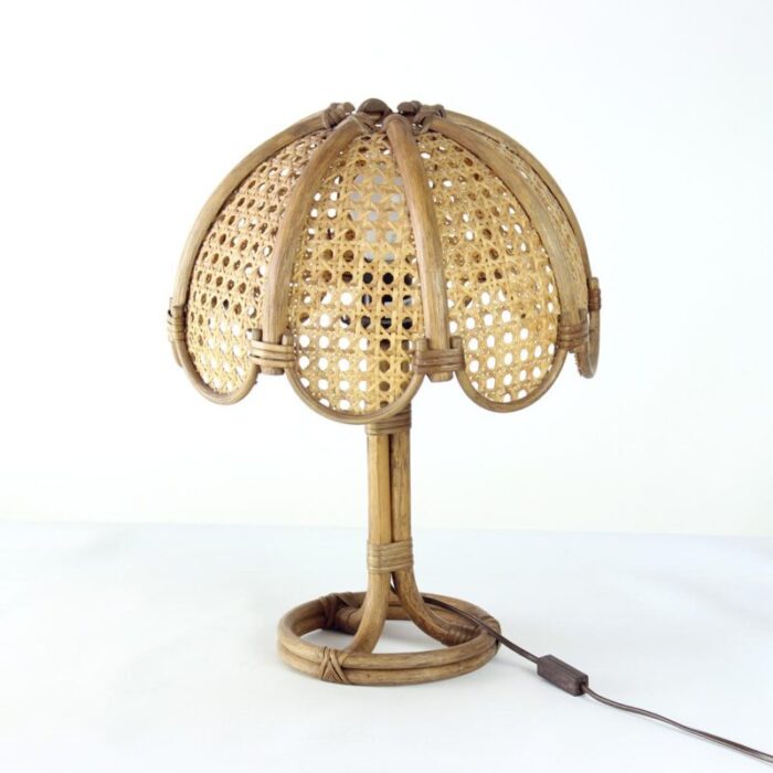 table lamp in bamboo and cane czech republic 1990s 4274