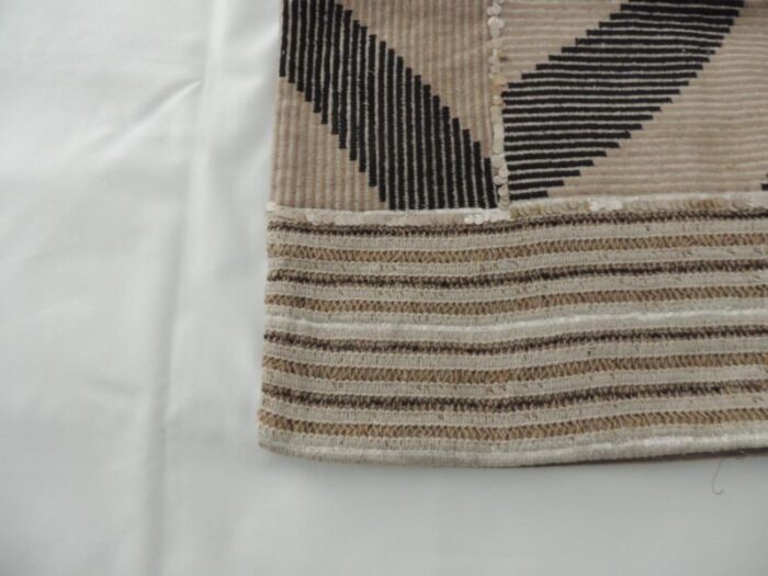 tan and black indian woven square pillow cover and sequences adornments 0718