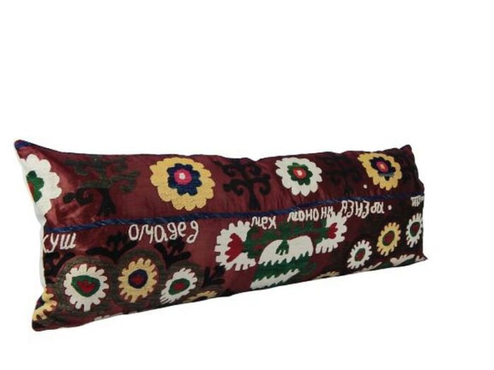 tashkent faded red floral suzani lumbar bedding cushion cover 3