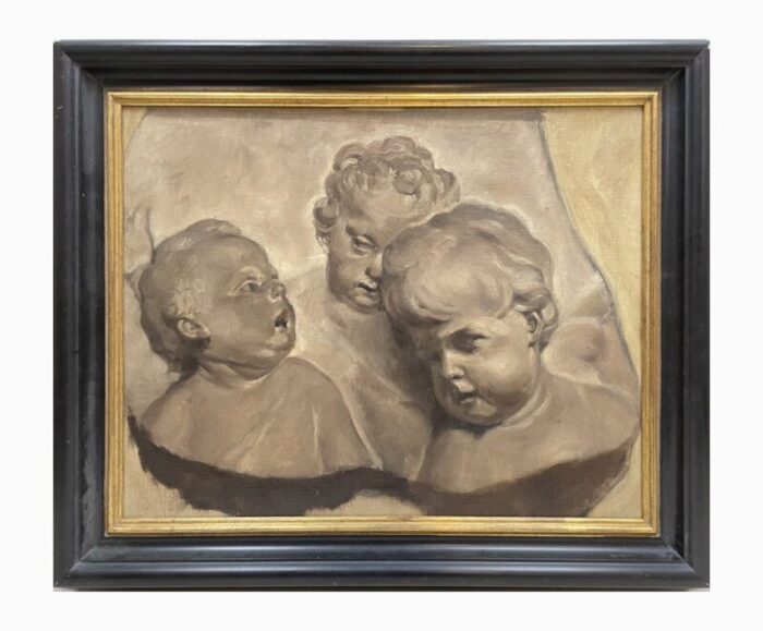 trompe l oeil bas relief with cherubs heads 1