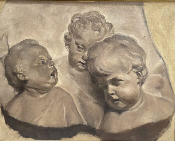 trompe l oeil bas relief with cherubs heads 4