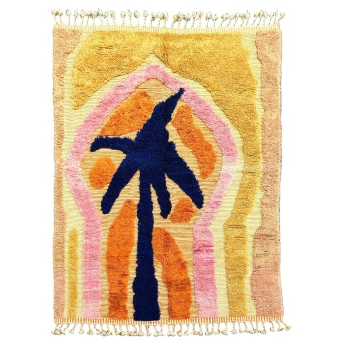 tropical moroccan beni ouarain rug with palm tree design 5712