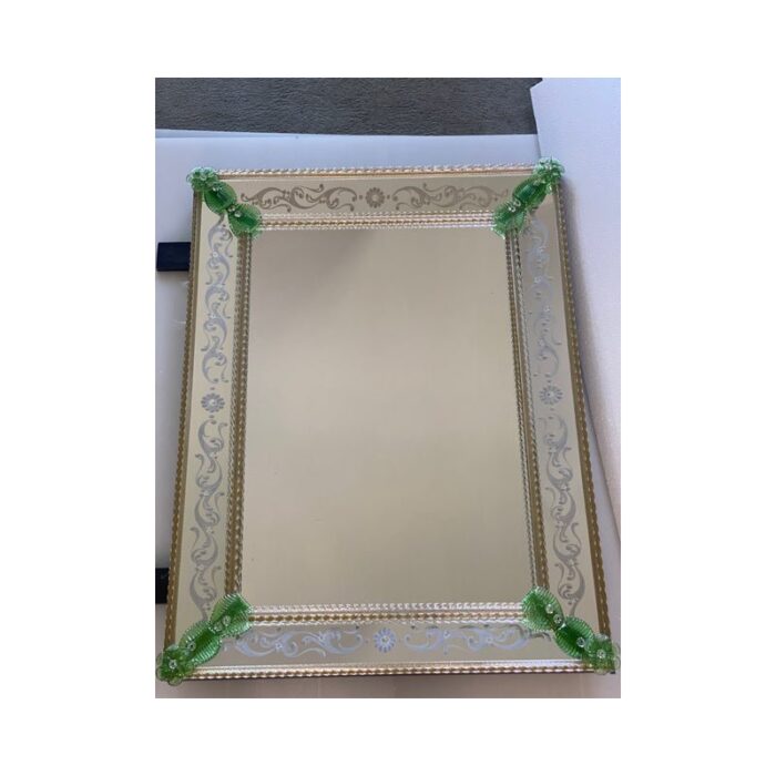 venetian rectangular green floral hand carved mirror in murano glass by simoeng 5