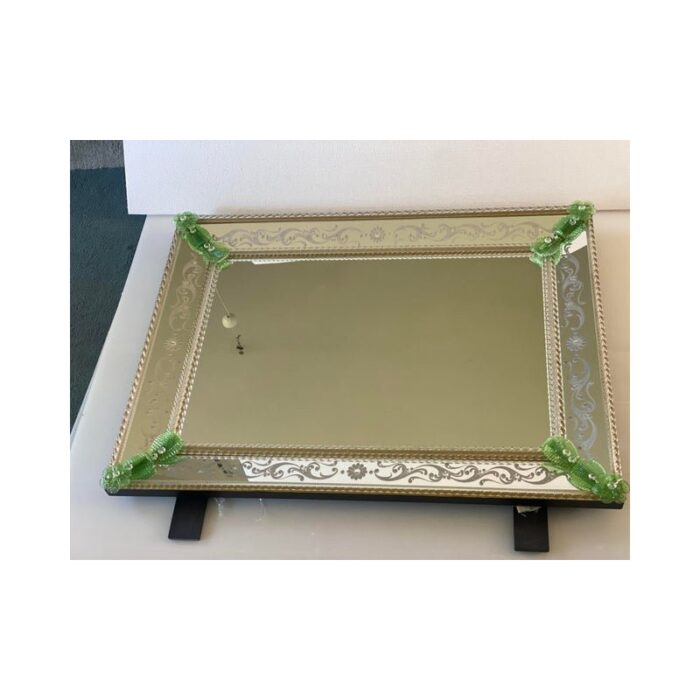 venetian rectangular green floral hand carved mirror in murano glass by simoeng 8