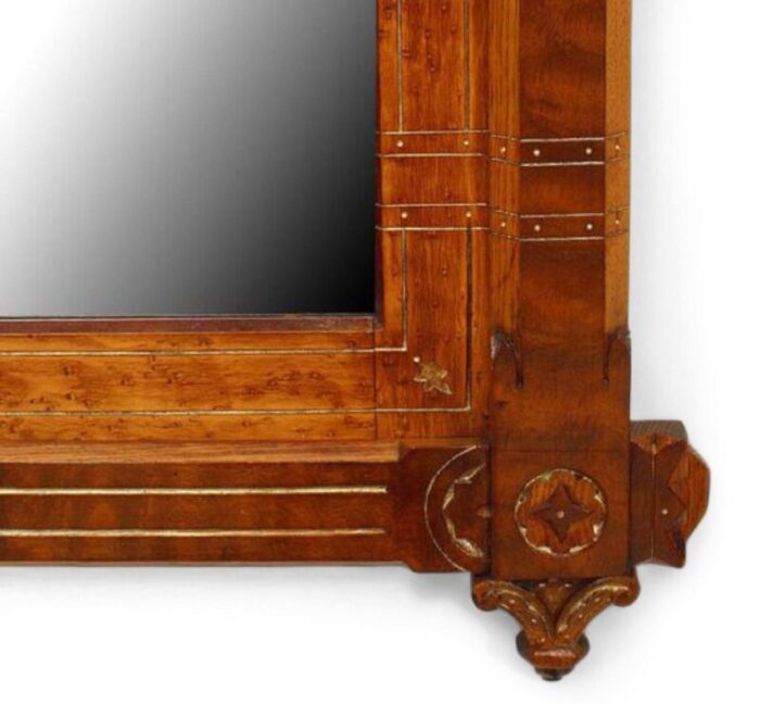 victorian eastlake walnut and birdseye maple carved wall mirrors a pair 2083