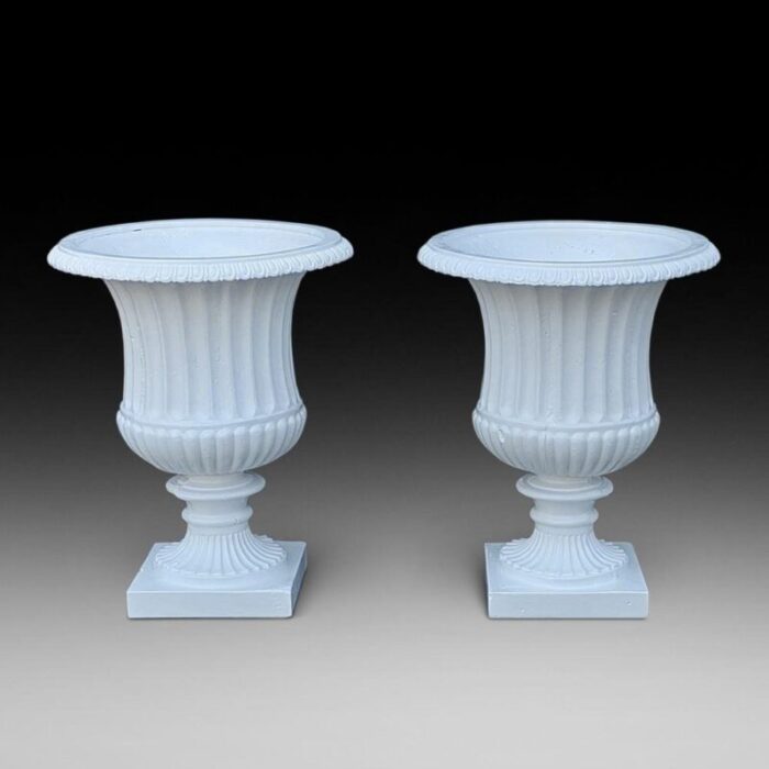 victorian garden campana urns in cast iron set of 2 1