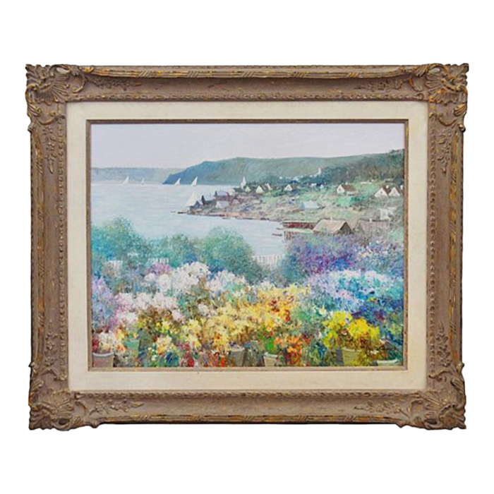 village by the sea 20th century impressionist coastal landscape 1757