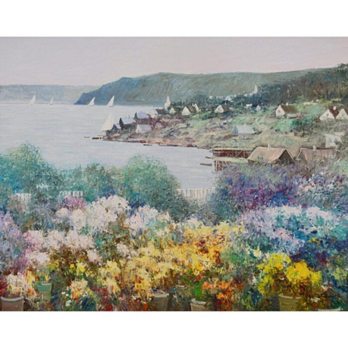 village by the sea 20th century impressionist coastal landscape 6516