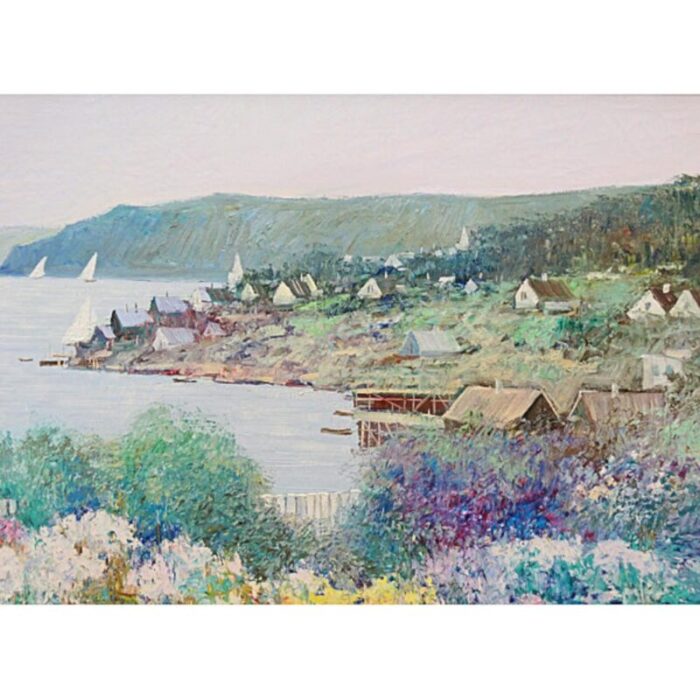 village by the sea 20th century impressionist coastal landscape 6709