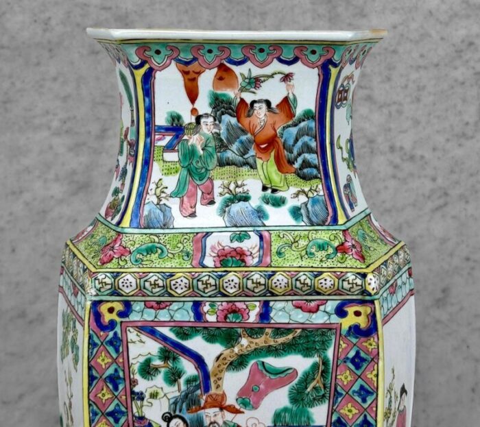 vintage 17 traditional chinese porcelain figural immortal panel vase 2848