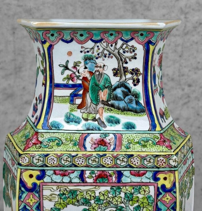 vintage 17 traditional chinese porcelain figural immortal panel vase 5193