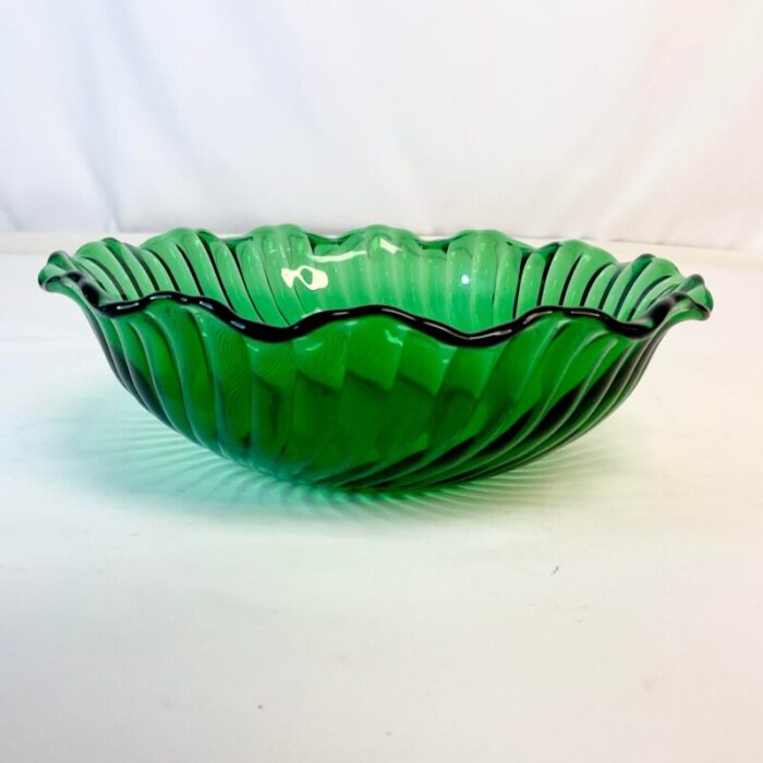 vintage art deco hazel atlas kelly green scalloped serving bowl 3568