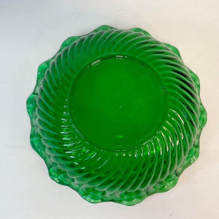 vintage art deco hazel atlas kelly green scalloped serving bowl 4559