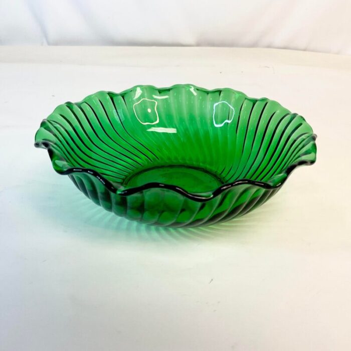 vintage art deco hazel atlas kelly green scalloped serving bowl 5119