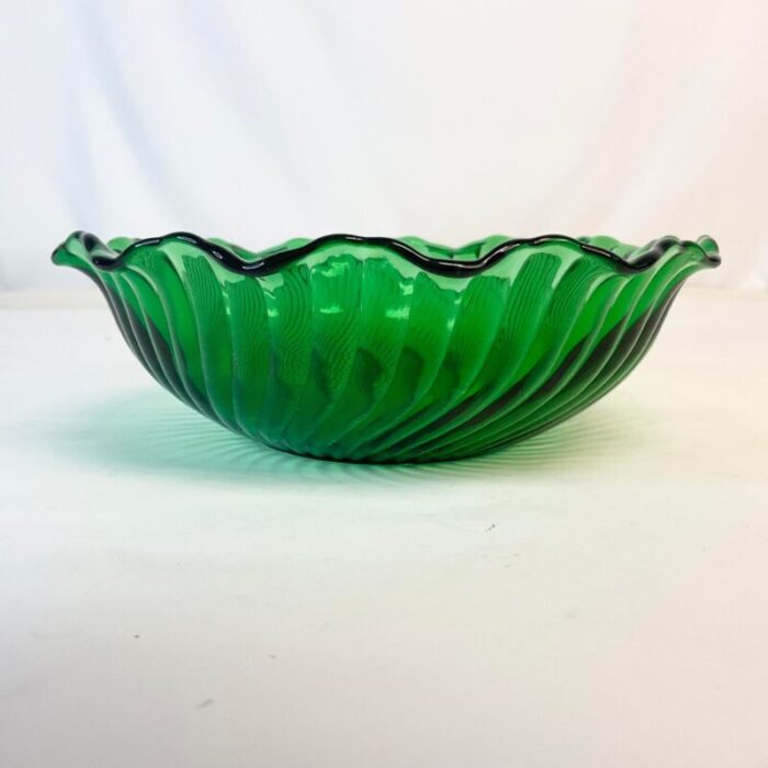 vintage art deco hazel atlas kelly green scalloped serving bowl 8260