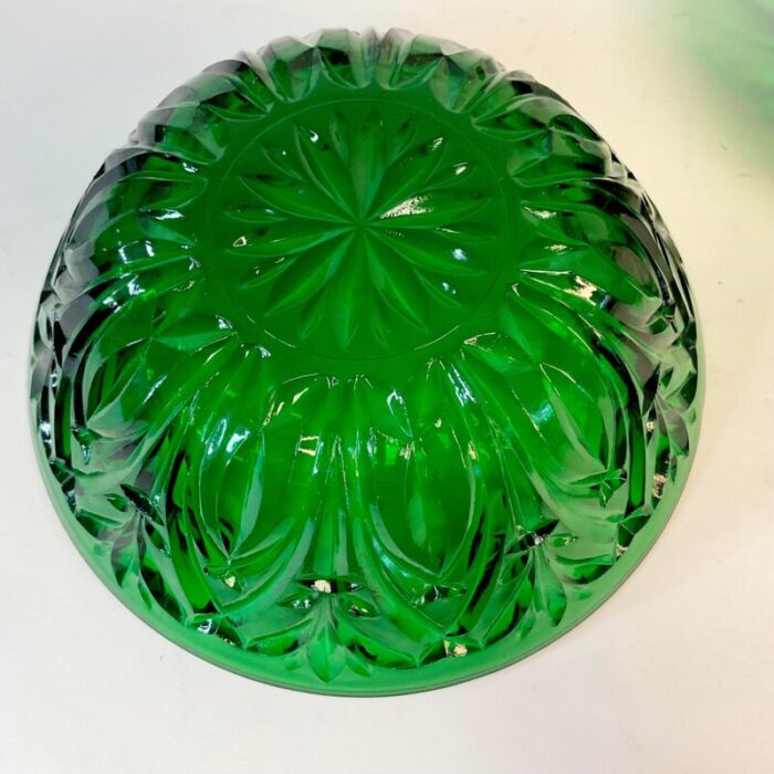 vintage art deco indiana glass pressed green serving bowls a pair 3151