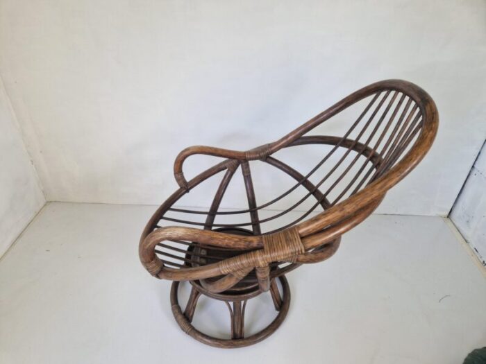 vintage bamboo rattan swivel armchair 1970s 5856