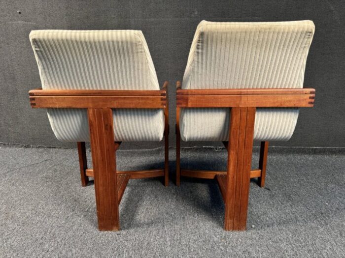 vintage bauhaus style teak chairs a pair 0046