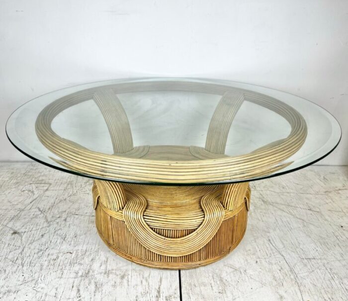 vintage betty cobonpue style pencil reed rattan coffee table 0568