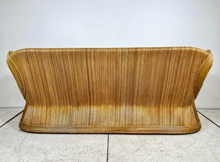 vintage betty cobonpue style pencil reed rattan sofa 2367