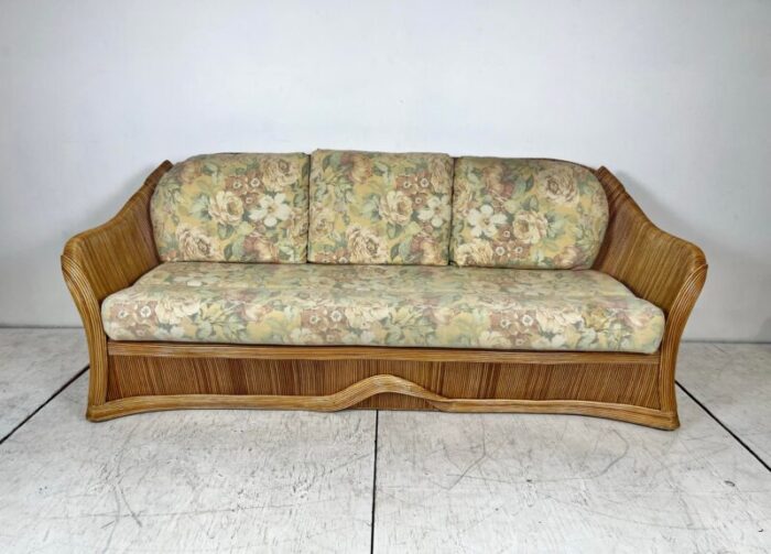 vintage betty cobonpue style pencil reed rattan sofa 7123