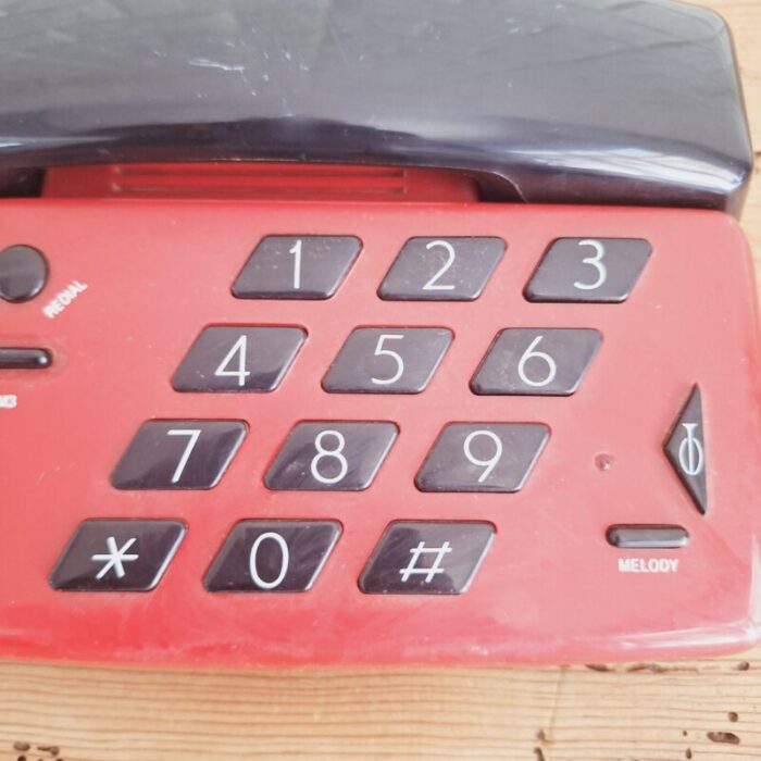 vintage black and red desk phone 1970s 3695