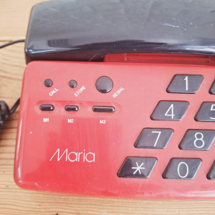 vintage black and red desk phone 1970s 3910