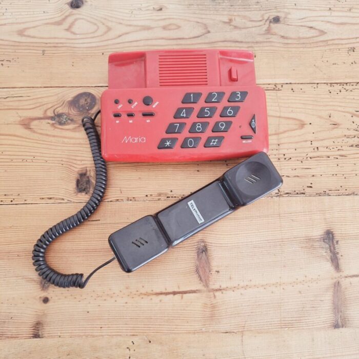 vintage black and red desk phone 1970s 5444