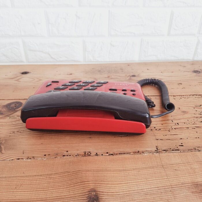 vintage black and red desk phone 1970s 6072